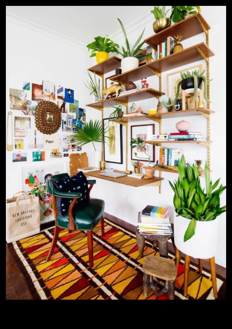 Yaratıcı Bir Çalışma Alanı İçin Boho Ofis Dekoru